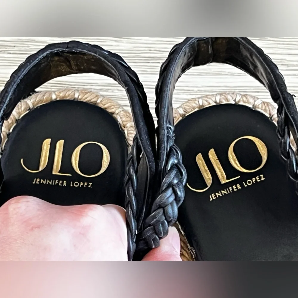 LIKE NEW!!! Jennifer Lopez Black and Cream Espadrilles
